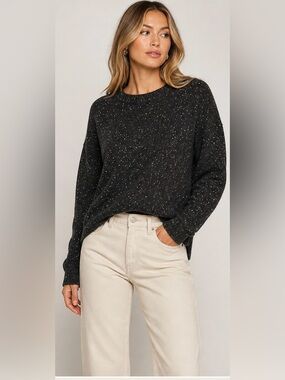 Theory Easy Crew Sweater Donegal Cashmere Speckled Knit Small
Crewneck Pullover